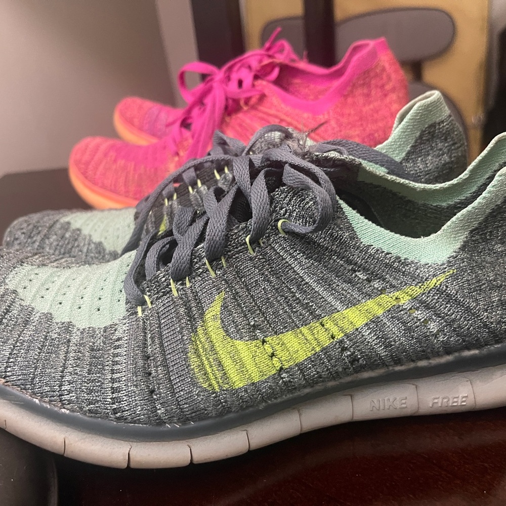 Nike Women's Sneakers - Gray and Pink Running Shoes